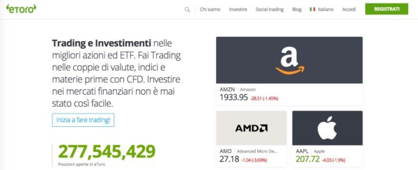 Investire online su azioni Amazon con eToro